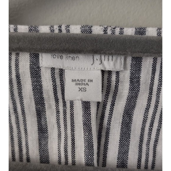 J Jill Linen Open Front Top Womens XS Striped Embroidered Cover Up Layer Piece - Picture 3 of 7